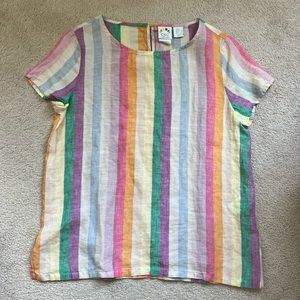 Rainbow striped linen shirt